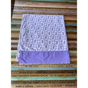 Vintage Cannon Royal Family Full Flat Top Sheet Purple Ditsy Floral Roses Retro